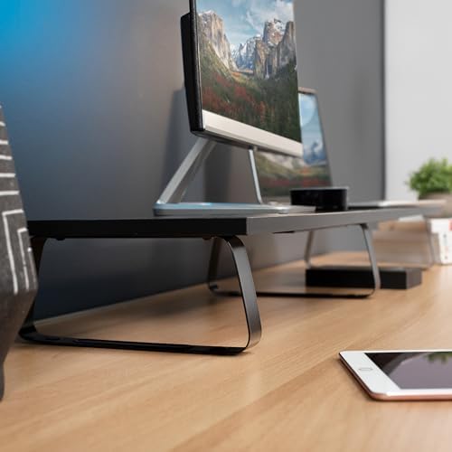 VIVO 39 inch Extra Long Monitor Stand, Wood & Steel Desktop Riser, Dual Screen, TV, Keyboard, Laptop, Ergonomic Desk and