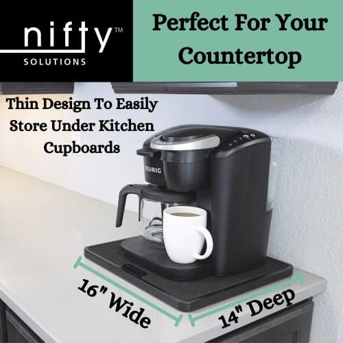 Nifty Large Appliance Rolling Tray - Silver, Home Kitchen Counter Organizer, Integrated Rolling System, Non-Slip Pad Top