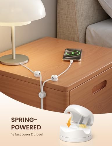 Lamicall 6 Pack Rotatable Cord Organizer, [1s Lock] Spring Cable Clips