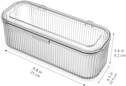 JessLab Makeup Brush Holder Organizer, Clear Makeup Sponges Organizer, Cosmetic Storage Case with Lid Display Case for V