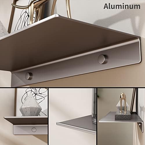 Danpoo 8 inch Gray Small Floating Shelves for Wall Organizer & Storage, Mini Display Shelves, Metal Wall Shelves for Bat