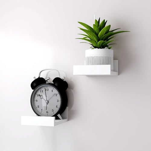 Small White Floating Shelves for Wall, Shelf with Lip Set of 2, 4 in