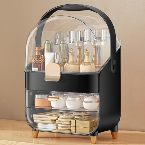 Anylady Makeup Organizer Countertop, Skincare Holder Bathroom Counter Organizer, Storage Box Cosmetic Display Cases, Tee
