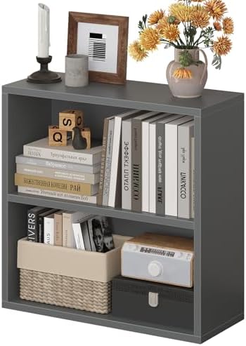 2-Tier Bookshelf Storage Shelves, 23.7 Inch Open Shelf Bookcase