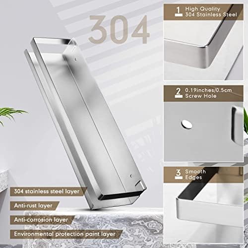 Lallisa 2 Pieces Stainless Steel Shelf Bathroom Shower Floating Shelves Wall Mounted Shower Caddy Basket Shelf Storage O