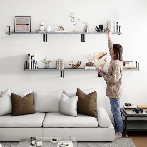 Floating Shelves, 17 In Bookshelves for Room Wall, Shelves on Wall (Grey)