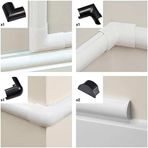 D-Line Large Cable Raceway Accessory Pack, Join 2in x 1in Cord Cover Lengths, 5 Accessories Included, Hide Cords Around 