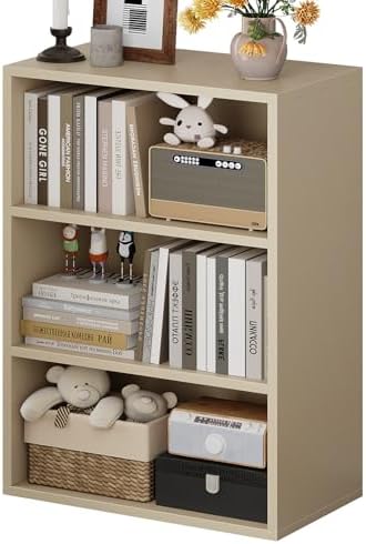 ALISENED 3-Tier Bookshelf, 23.6 × 9.4 × 35.2in, Small Bookshelf