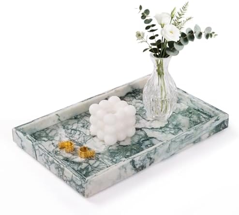 Marble Bathroom Tray for Countertop & Home Decor, Natural Decorative Marble Tray for Jewelry & Perfume Organizer, Luxury