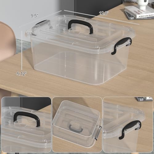 8 L Clear Plastic Storage Latch Container Box with Handle, 2-Pack