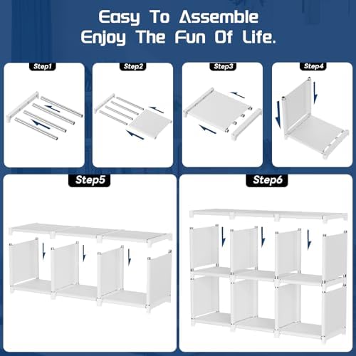 Mavivegue Book Shelf, 18 Cube Storage Organizer, DIY Bookcase White