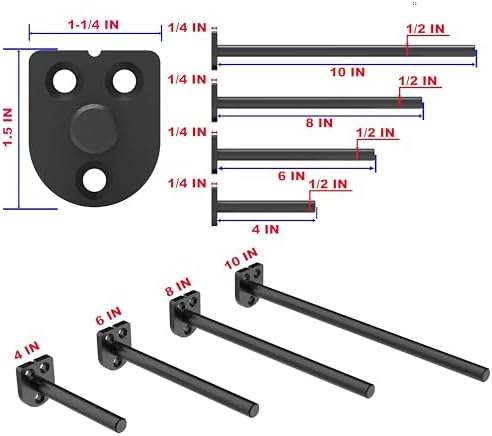 4 in Hidden Floating Shelf Brackets 6 Pack, 1/4" Thick Heavy Duty