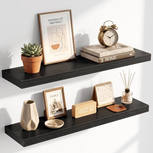 32 Inch Floating Shelves for Wall 2 Pack, Wood Wall Bathroom Shelves