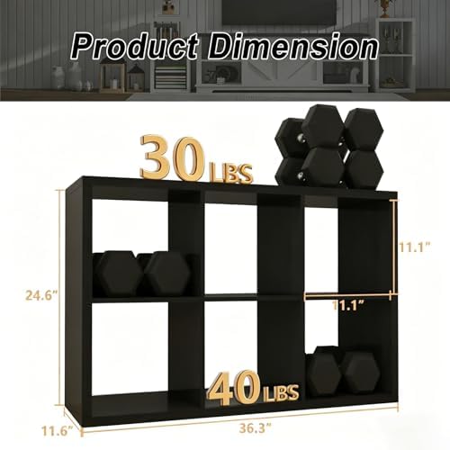 6 Cube Storage Organizer Shelf, Chocolate, 11 inch