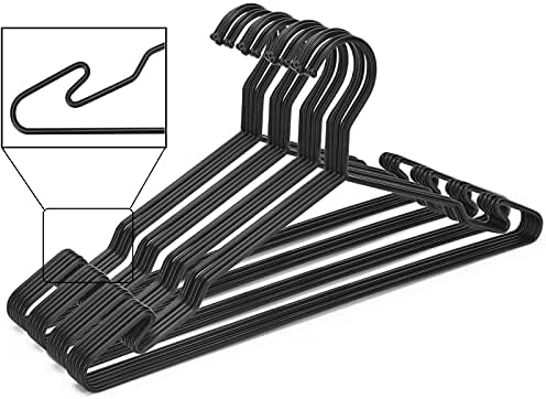 Black Metal Hangers, Heavy Duty Clothes Hangers with Non-Slip Grooves, Slim Space Saving Coat Hangers - 20 Pack Black