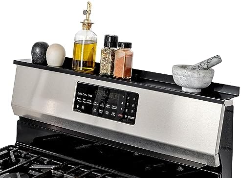 StoveShelf 24" Apartment Length Black Magnetic Shelf for Kitchen Stove - Kitchen Storage Solution with Zero Installation