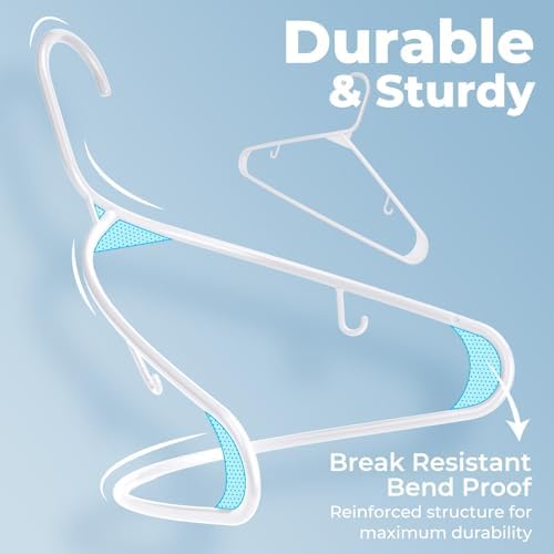 HOUSE DAY White Plastic Hangers 50 Pack, Slim Space-Saving Clothes Hangers