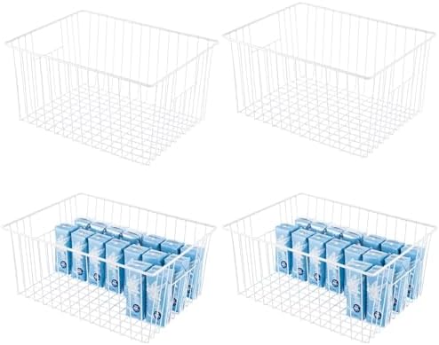 Npro 4 Pack Upright Freezer Organizer Bins - Standup Freezer Organizers Improve Air Circulation, Wire Storage Baskets, W