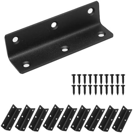 L Bracket, Heavy Duty Corner Brace, 10 Pack 4" Metal Shelf Bracket Angle Bracket for Shelves, Black L Brackets for Wood