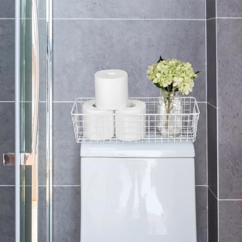 SheeChung Wire Storage Baskets, Metal Toilet Paper Basket Holder, White