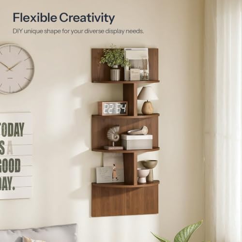 HOOBRO Corner Shelf Wall-Mounted, Set of 2 Floating Corner Shelves for Wall