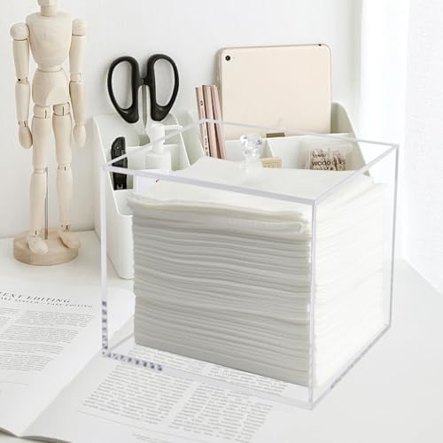 Weiai Disposable Face Towel Holder Container Acrylic Box for Clean Towels Clear