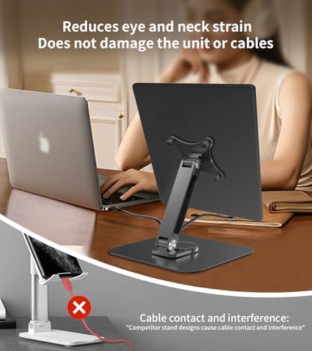 13-17.3" Monitor Stand with 360° Swivel Base, 75mm VESA Single-Arm Mount w/ M4 Screws for Portable Monitor, Adjustable A