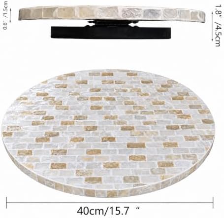 16" Mother of Pearl Lazy Susan for Table Top, Champagne Gold