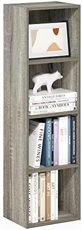 Furinno PASIR Book Shelf, 4-Tier Modern Bookshelf, Open Shelves Bookcase 9 x 12 x 42, Easy Assembly, for Living Room, Be
