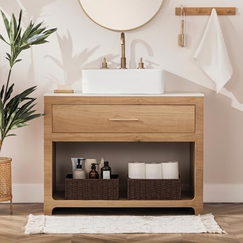 joybest Dark Brown Wicker Baskets for Shelves, Hand-woven Storage Baskets