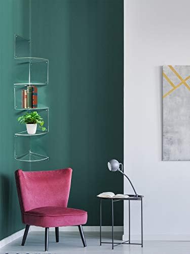 5 Tier Corner Shelf Wall Mount Floating Acrylic Corner Shelves Easy to Assemble Corner Bookshelf, Plant Shelf Wall Organ