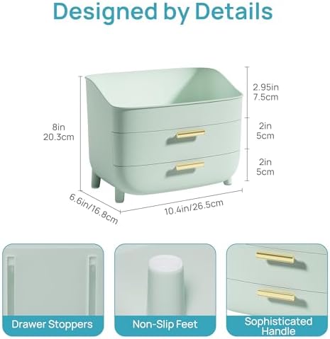 Vtopmart 3-Tier Skincare Makeup Organizer with Drawers, Green