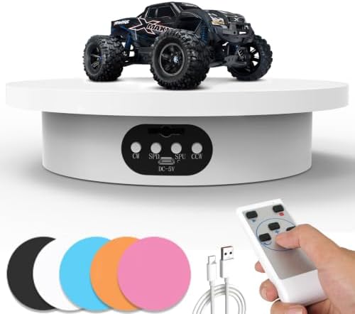 YVV Motorized Rotating Display Stand for Epoxy Glitter Tumbler, 360° Cup Turner Electric Turntable for Products Photogra