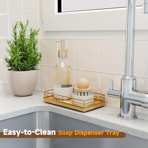 Wooden Decorative Tray, Oak 7.5" L Coffee Table Tray for Kitchen Countertop Soap Sponge Holder for Dresser Perfume Jewel