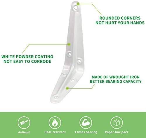 Shelf Brackets 4 Inch Heavy Duty White L Bracket for Shelves