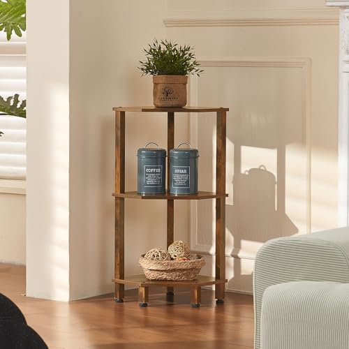 YUFAM 3-Tier Corner Shelf, Brown