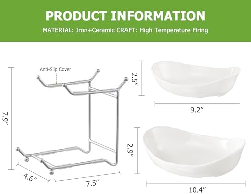 HBlife 2 Tier Fruit Bowl, Ceramic Fruit Basket for Kitchen Counter
