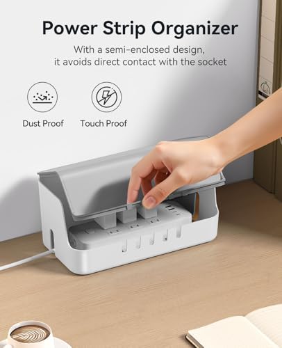 ORICO Cable Management Box with Phone Stand Lid, Large Cord Organizer Case for Hiding Power Strips & Surge Protectors, H