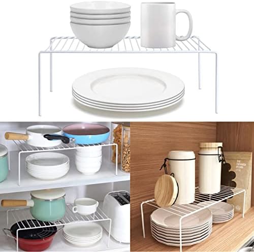 Kitchen Cabinet Shelf Organizer Set of 6, Medium (13 x 9.4 inch) Metal Wire Pantry Storage Shelves, Dish Plate Racks for