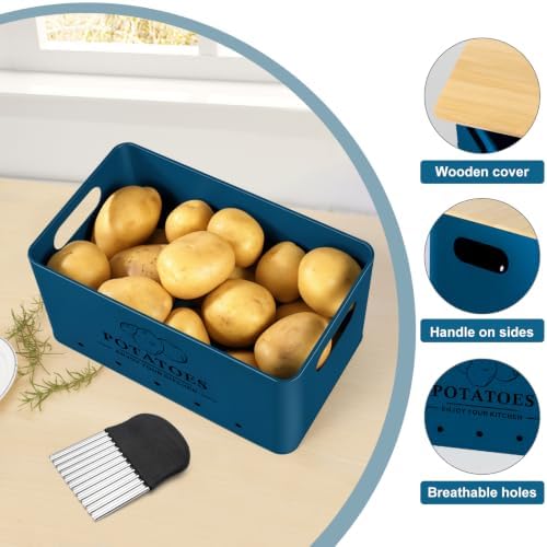 Kitchen Vegetable Storage Set of 3, Metal Onion Garlic Potato Storage Set, Kitchen Canisters Vegetable Keeper Containers