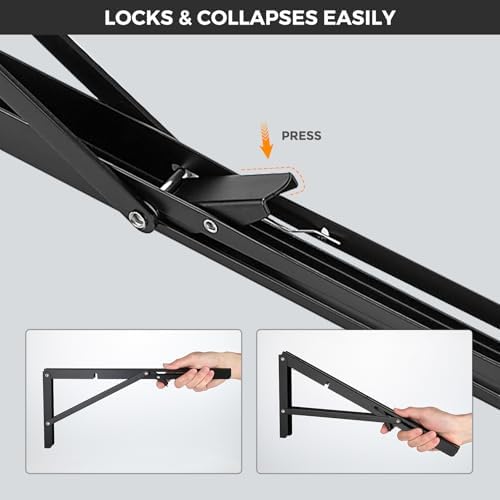 JOY DECOR Matte Black Folding Shelf Brackets, 16 Inch, 2 Pack
