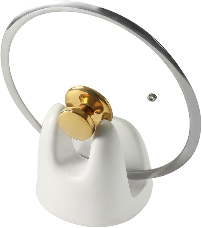 Nihow Ceramic Pot Lid Holder While Cooking for Kitchen Counter/Stove Top | Catch Water & Oil Drips,Stable & Secure,Heat Resistant,Easy to Clean & Dishwasher Safe,Space-Saving,Multi-Purpose Holder