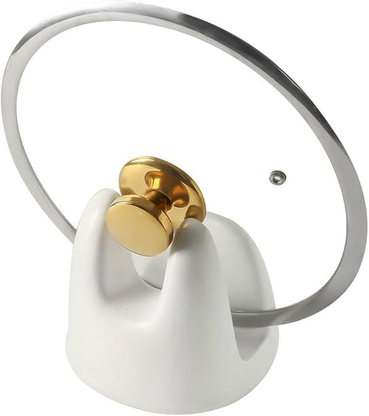Nihow Ceramic Pot Lid Holder While Cooking for Kitchen Counter/Stove Top | Catch Water & Oil Drips,Stable & Secure,Heat Resistant,Easy to Clean & Dishwasher Safe,Space-Saving,Multi-Purpose Holder