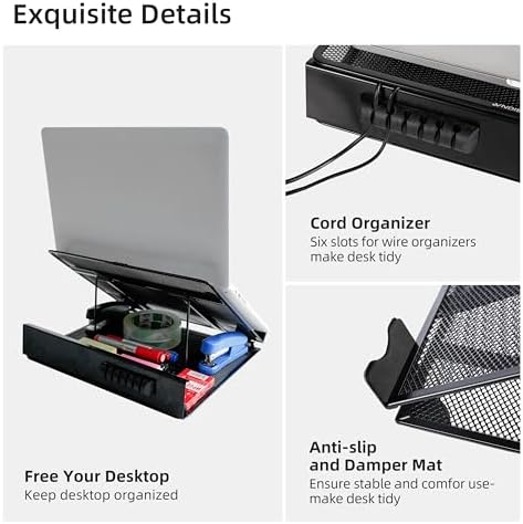 DESIGNA Metal Mesh Ventilated Adjustable Laptop Stands Computer Notebook Holder Stand Riser Compatible with Apple MacBoo
