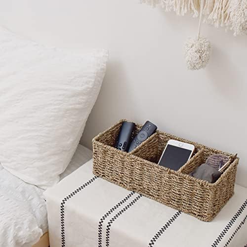 StorageWorks Wicker Toilet Basket Tank Topper, Seagrass Storage Baskets