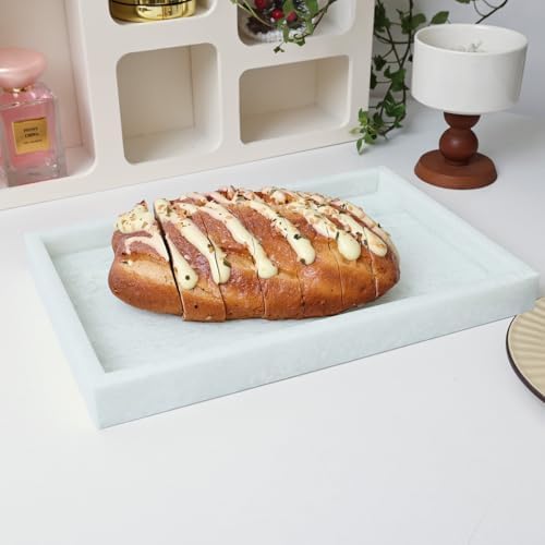 Yew & Tulip Natural Marble Vanity Tray, Luxury Stone with Light Green Textures Serving Tray for Bathroom, Kitchen, Vanit