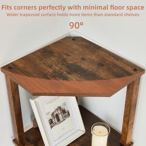 YUFAM 5-Tier Corner Shelf, Brown