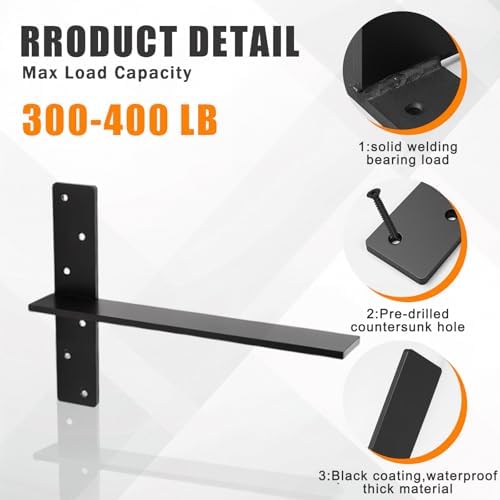 3 Pcs 3/8" Thick Floating Shower Bench Brackets 20"x12"x2.5"