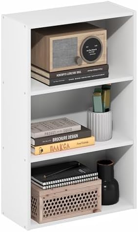 Furinno Basic Book Shelf, 3-Tier Bookshelf, Cube Storage Organizer Bookcase with Open Shelf, 7 x 17 x 26, for Living Roo