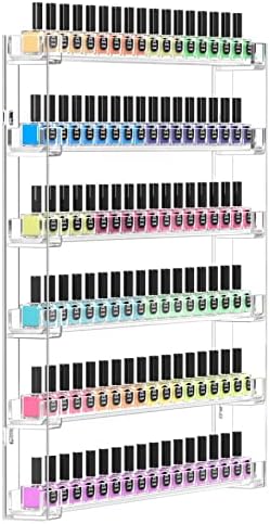 FEMELI 21 * 21 Inch Acrylic Nail Polish Wall Rack Shelves, 6 Tier Organizer